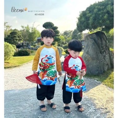 Set áo dài bé trai hình rồng vui nhộn siêu nhẹ, phù hợp sự kiện, Tết, chụp hình - Giá ưu đãi 179.500₫