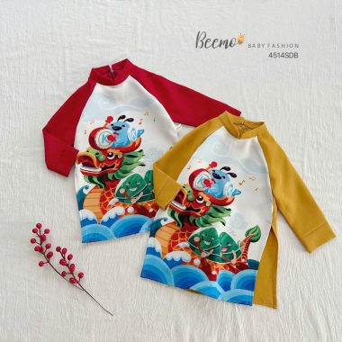 Set áo dài bé trai hình rồng vui nhộn siêu nhẹ, phù hợp sự kiện, Tết, chụp hình - Giá ưu đãi 179.500₫