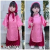 Set áo dài cách tân 3 chi tiết lụa hoa + quần satin bé mặc Tết - Giá chỉ 195k 2
