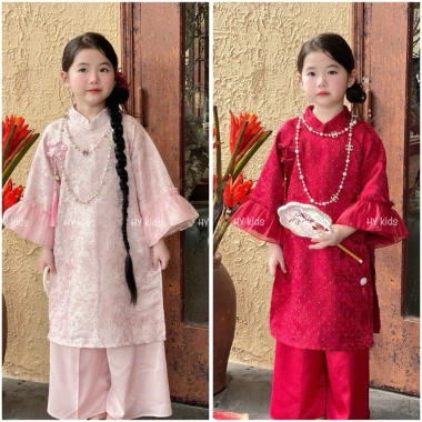 Set áo dài cách tân bé gái Tết xinh size 25-45kg MI.A Babyshop giảm giá 405k
