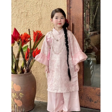 Set áo dài cách tân bé gái Tết xinh size 25-45kg MI.A Babyshop giảm giá 405k 3