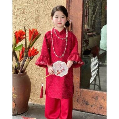Set áo dài cách tân bé gái Tết xinh size 25-45kg MI.A Babyshop giảm giá 405k 7
