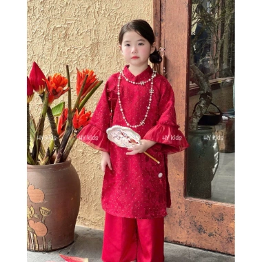 Set áo dài cách tân bé gái Tết xinh size 25-45kg MI.A Babyshop giảm giá 405k 10