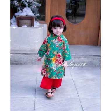 Sét áo dài cách tân chăn công cho bé - Mặc Tết, chụp ảnh, đi chơi, giá 160.000đ (Giảm từ 208.000đ)