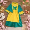Sét Áo Dài Cách Tân Dài Tay Nơ Cổ Tim Gấm Lụa Mặc Tết Bé Gái DA06 BEEKIDS Giá 129.000 VND 5