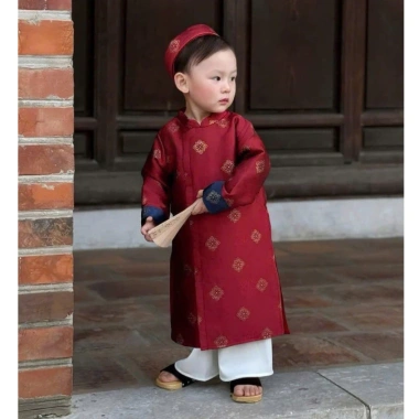 Sét Áo Dài Cách Tân Gấm kèm Quần Lụa Trắng, Mấn cho bé trai, size 9-25kg, chỉ 179.000đ