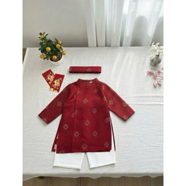 Sét Áo Dài Cách Tân Gấm kèm Quần Lụa Trắng, Mấn cho bé trai, size 9-25kg, chỉ 179.000đ 5 Sét Áo Dài Cách Tân Gấm kèm Quần Lụa Trắng, Mấn cho bé trai, size 9-25kg, chỉ 179.000đ 5