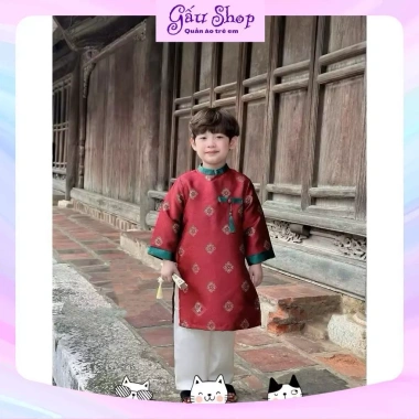 Set áo dài cách tân Tài Lộc X259 cho bé trai – Trang phục lễ Tết, giá ưu đãi 2