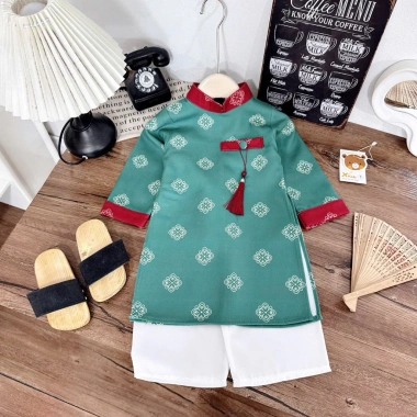 Set áo dài cách tân Tài Lộc X259 cho bé trai – Trang phục lễ Tết, giá ưu đãi 10