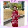 Set áo dài cách tân tơ nổi hoa trắng, quần lụa xuông + bờm cho bé gái lễ tết 155k 3