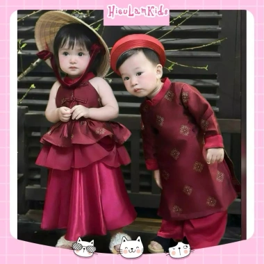 Set áo dài cách tân X252 & C66 - Váy Tết Xuân An cho bé trai, bé gái, giá 50.000₫