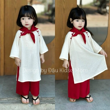 Set áo dài Đậu Kids&Mom Nàng Tấm cho mẹ và bé trai, bé gái Giá ưu đãi 275.000₫ 2
