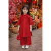 Set áo dài Tết bé gái 10-30kg Bear Kids, gấm hoa vân + quần lụa, tặng túi, 195.000₫