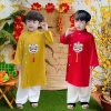 Set áo dài Tết bé trai: Lân chất lụa mềm mịn, cúc bọc, size 9-23kg, giá 315.000 9