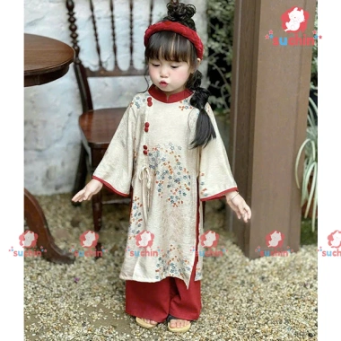 Set Áo dài Tết Bé Trai và Bé Gái Cát Tường - SUCHIN KIDS Giá chỉ 98.000₫