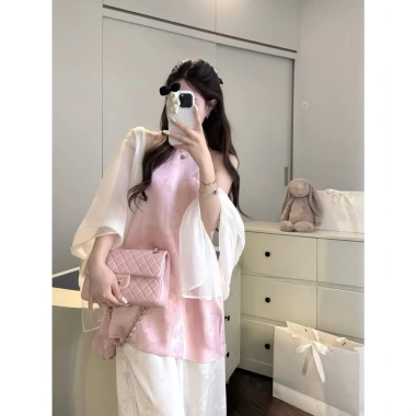 Sét Áo Dài Tết Yếm Gấm Lụa + Quần, Tặng Khăn Voan - Giá chỉ 229.000 VND