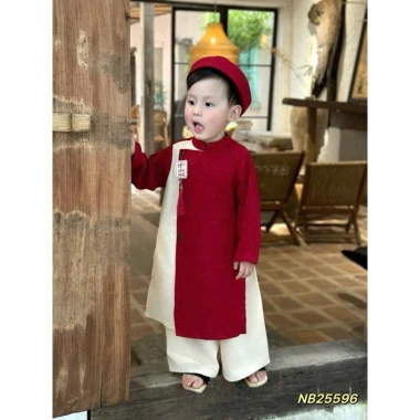 Set áo dài trai Tết sum vầy kèm mấn bé giá ưu đãi 119.000đ