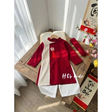 Set áo dài trai Tết sum vầy kèm mấn bé giá ưu đãi 119.000đ