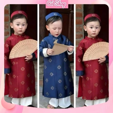 Set áo dài trai Tết vòng tròn Bình An và quần vàng bé - CBM04 X274 X259 129.900đ 9