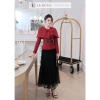 Set Áo Đỏ Đô Peplum + Cape, Chân Váy Lưới Đen Dài Sang Chảnh La Rosa - Dự Tiệc Gặp Gỡ A1.063 CV1.059 449k 4