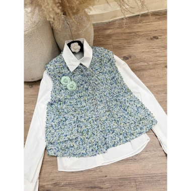 Sét áo gile, sơ mi hoa trà, set du lịch, đi làm, đi chơi sang chảnh, xinh đẹp, giảm giá 590k (giá gốc 749.300)