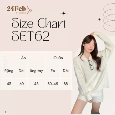 Set áo len nữ vặn thừng cổ bẻ dài tay + quần sooc len 24FebStudio SET62 295k 8