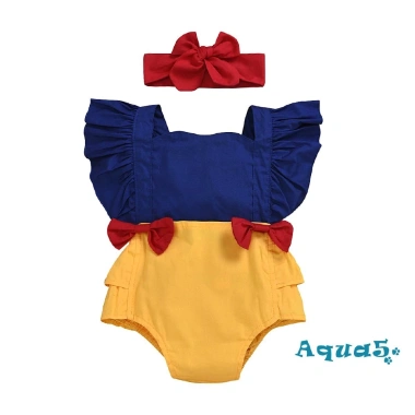 Set Áo Liền Quần Bé Gái Tay Phối Bèo và Băng Đô Xinh Xắn Thời Trang Nhỏ Xinh 3
