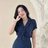 Set áo sơ mi cổ cavat + chân váy xếp ly công sở - Đi làm, đi tiệc, giảm giá 20%