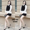 Set Áo Sơ Mi Dài Tay Gấu, Croptop Nhung, Nơ Đá Cài Bigsize - Đồ Bộ Nữ Sang Chảnh Form Rộng, Giá 169.000 VND 7