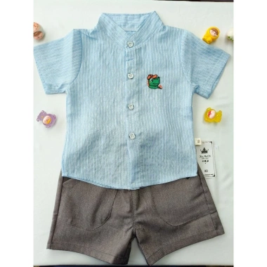 Set áo sơ mi kẻ sọc và quần short bé trai 1-8 tuổi thời trang hè hiện đại giá ưu đãi 167.500đ 3
