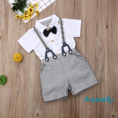 Set áo sơ mi liền thân, quần short yếm cho bé trai, giá 210k, thoáng mát mùa hè 6