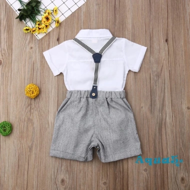 Set áo sơ mi liền thân, quần short yếm cho bé trai, giá 210k, thoáng mát mùa hè 7
