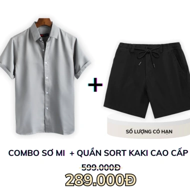 Set áo sơ mi lụa tay ngắn 8.069 + quần kaki nam lưng chun 4.103 - Giá ưu đãi 262k, trẻ trung thời trang LADOS-7.103 2