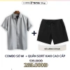 Set áo sơ mi lụa tay ngắn 8.069 + quần kaki nam lưng chun 4.103 - Giá ưu đãi 262k, trẻ trung thời trang LADOS-7.103 8