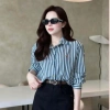 Set áo sơ mi sọc xanh + chân váy dài đen công sở thanh lịch MeiMei ST17.673 - Giá chỉ 400.000₫ 4