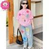 Set áo thun cotton hoa và quần jean bé gái 23-52kg, xinh xắn đi học, đi chơi - Giá 249.000₫ 2