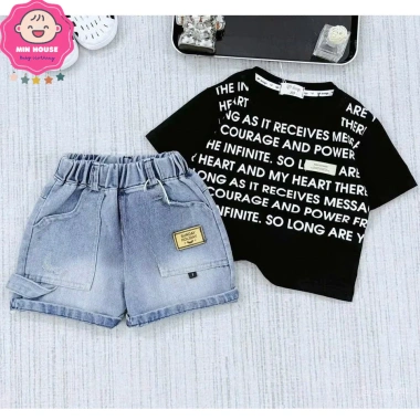 Set áo thun cotton in và quần sọc jean cho bé trai 10-28 dưới 1m25 - 165.000đ 8