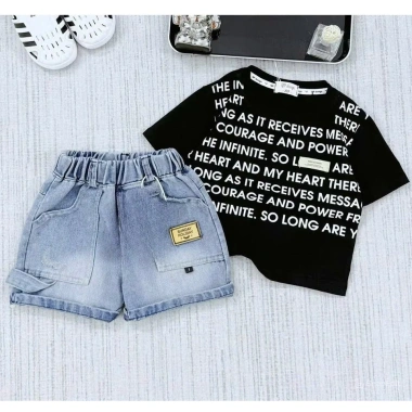 Set áo thun cotton in và quần sọc jean cho bé trai 10-28 dưới 1m25 - 165.000đ 10