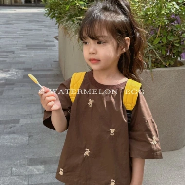 Set áo thun ngắn tay + quần short thêu họa tiết phong cách mới cho bé, chỉ 206.805 VND 6