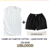 Set áo thun tanktop 3 lỗ thể thao + quần short đùi Kate nam - Tập gym, chạy bộ, mặc nhà, dạo phố LADOS-7.107