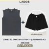 Set áo thun tanktop 3 lỗ thể thao + quần short đùi Kate nam - Tập gym, chạy bộ, mặc nhà, dạo phố LADOS-7.107 5