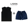 Set áo thun tanktop 3 lỗ thể thao + quần short đùi Kate nam - Tập gym, chạy bộ, mặc nhà, dạo phố LADOS-7.107 8