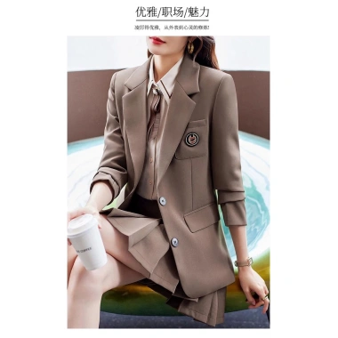 Set áo vest & váy xếp ly nữ nâu xuân - Hàn Âu sang trọng, giảm 23% chỉ 789.275₫