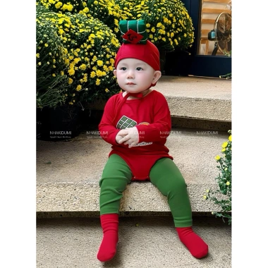 Set bánh chưng đỏ Tết 2.026 cho bé trai - bé gái kèm nón cotton chất lượng, giá chỉ 139.000 VND 6