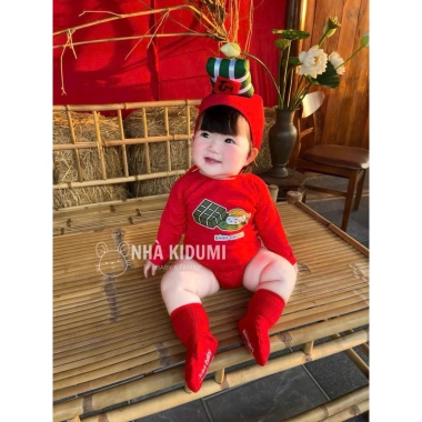 Set bánh chưng đỏ Tết 2.026 cho bé trai - bé gái kèm nón cotton chất lượng, giá chỉ 139.000 VND 7