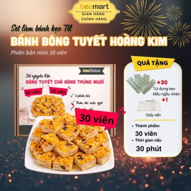 Set bánh TẾT Bông tuyết Hoàng Kim + Link tặng Máy hàn, Spatula - bánh vị mặn nhẹ, béo thơm, giá 119.000 VND 10 Set bánh TẾT Bông tuyết Hoàng Kim + Link tặng Máy hàn, Spatula - bánh vị mặn nhẹ, béo thơm, giá 119.000 VND 10