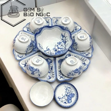 Sét bát đĩa bày mâm thắp hương - Bộ gốm sứ hoa mặt trời cao cấp, chỉ 200.000 VND 3
