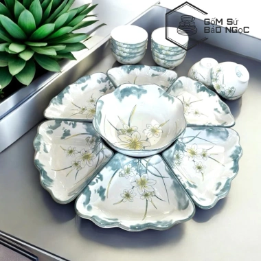Sét bát đĩa bày mâm thắp hương - Bộ gốm sứ hoa mặt trời cao cấp, chỉ 200.000 VND 4