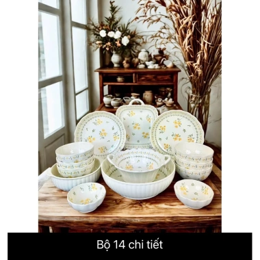 Sét bát đĩa gốm sứ hoa văn Mai Vàng cao cấp - Giá ưu đãi 250.000đ, decor loại 1 10