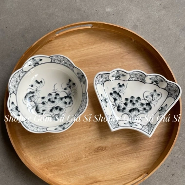 SET Bát Đĩa Hoa Mặt Trời Bộ Cúng Gia Tiên - Hoa Sen Xanh Đen Gốm Sứ Giá 250k